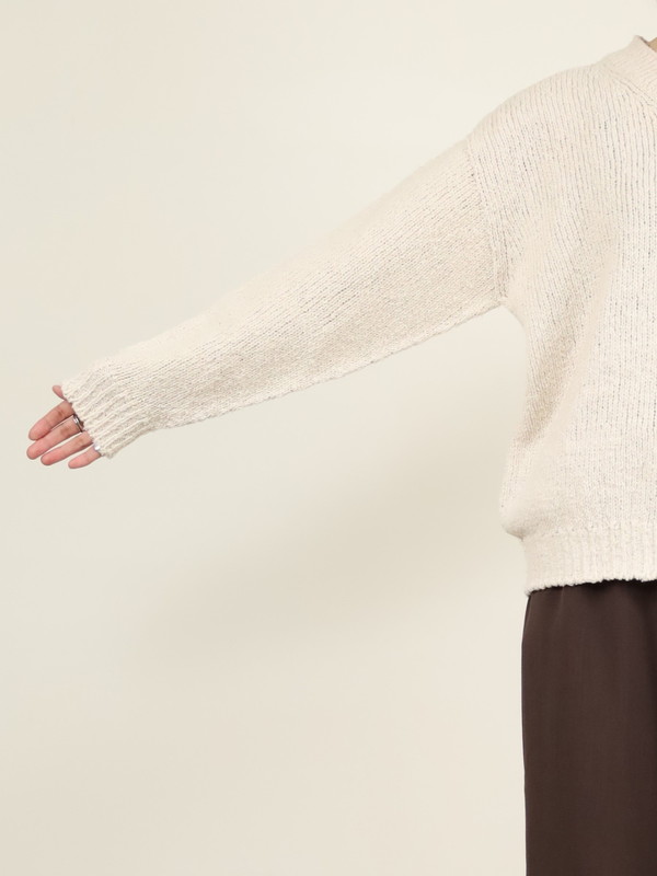 【Emmaculate】ムラ糸コットンVネック長袖ニット