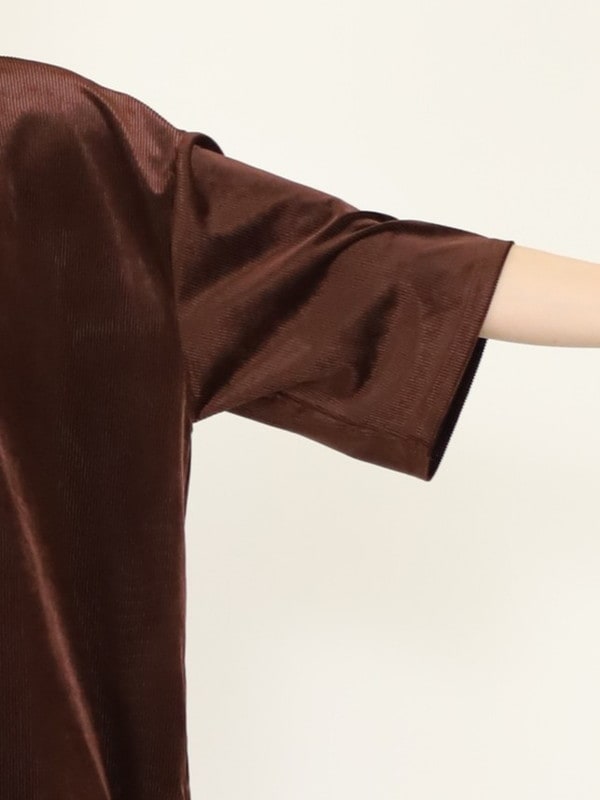 【YENN】ベルベット半袖トップス
