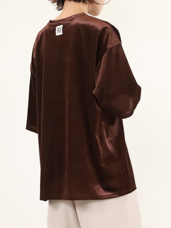 【YENN】ベルベット半袖トップス