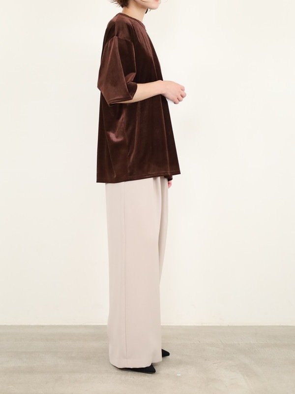 【YENN】ベルベット半袖トップス