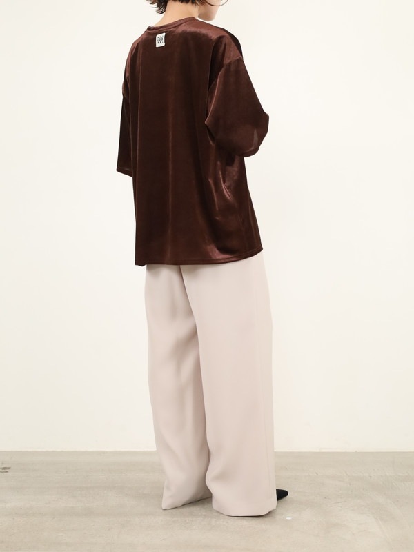 【YENN】ベルベット半袖トップス