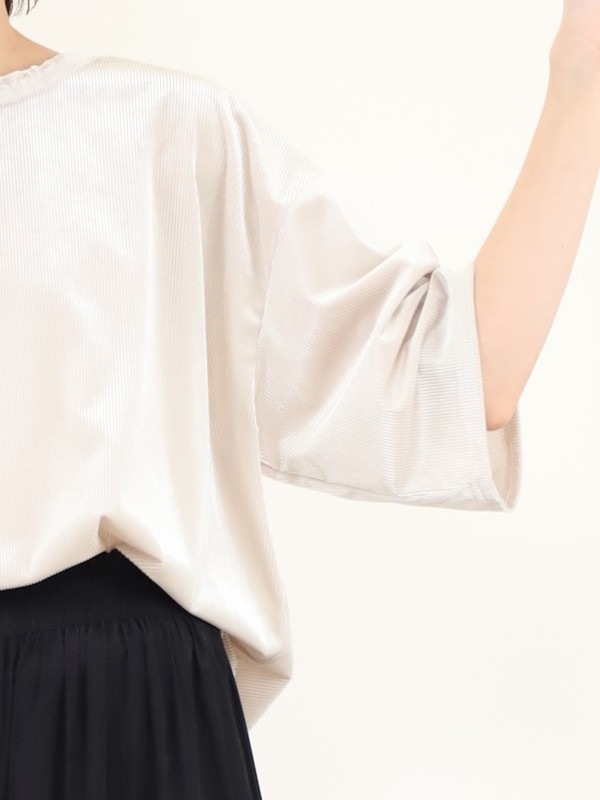 【YENN】ベルベット半袖トップス