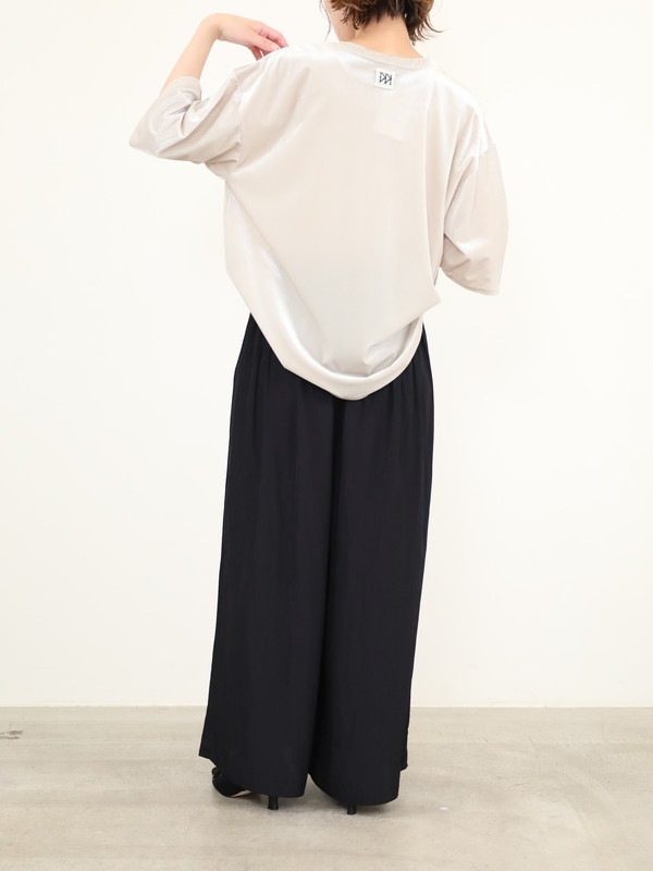 【YENN】ベルベット半袖トップス