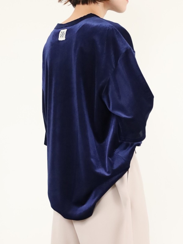 【YENN】ベルベット半袖トップス