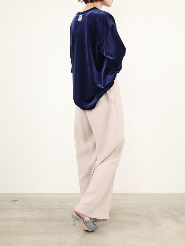 【YENN】ベルベット半袖トップス