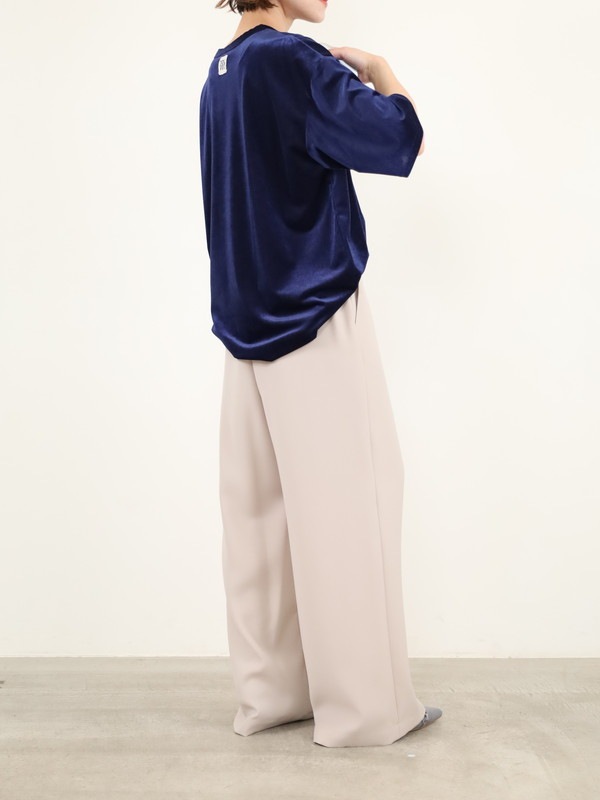 【YENN】ベルベット半袖トップス