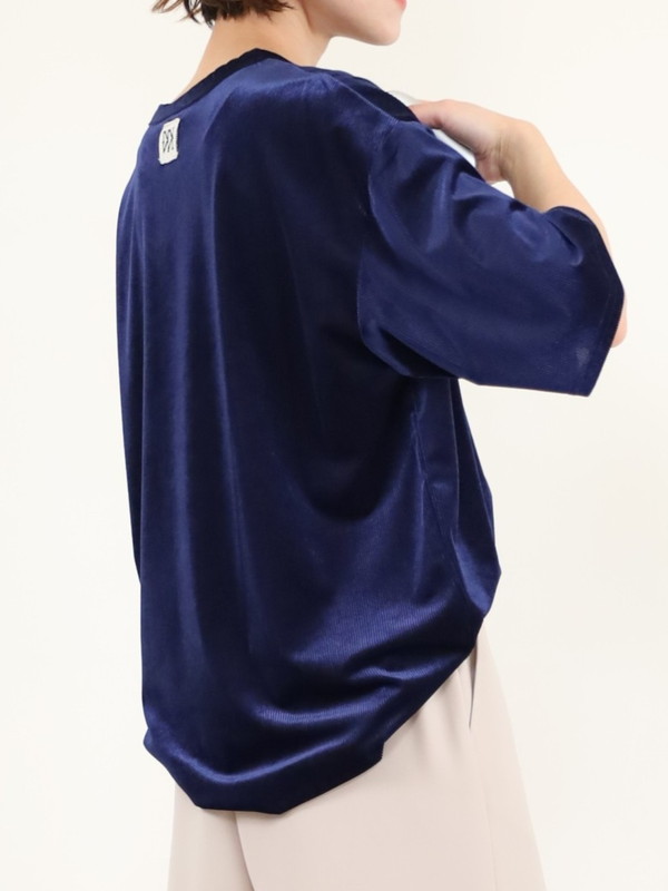 【YENN】ベルベット半袖トップス