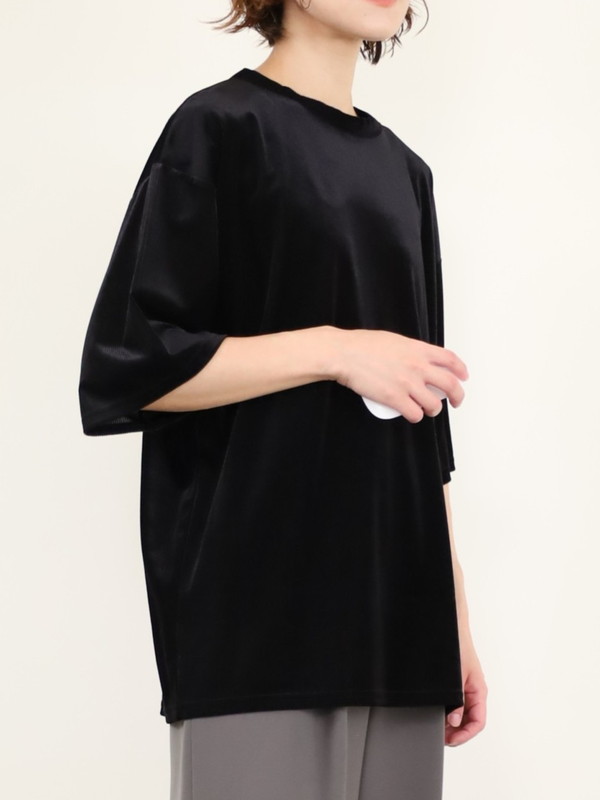【YENN】ベルベット半袖トップス