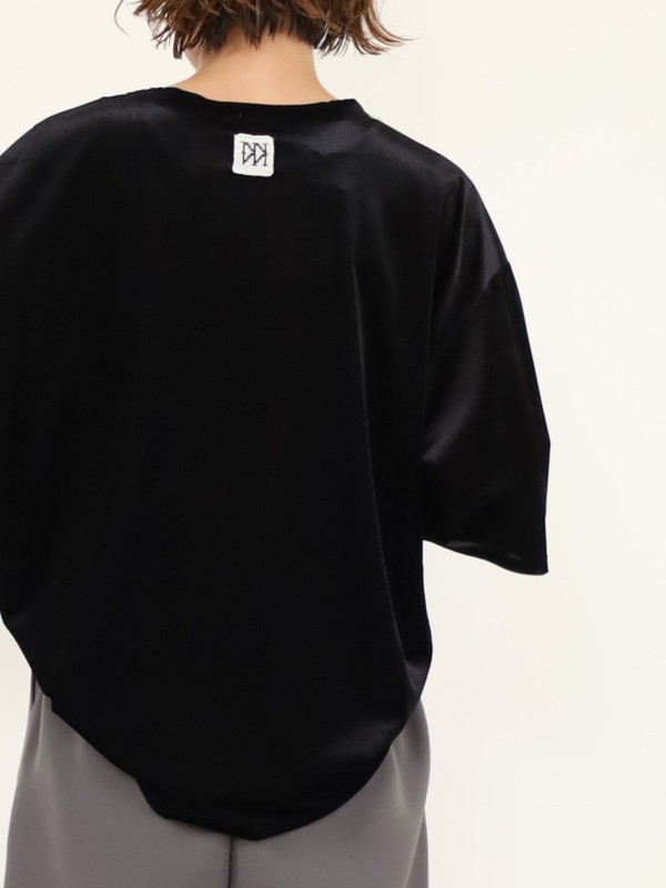 【YENN】ベルベット半袖トップス