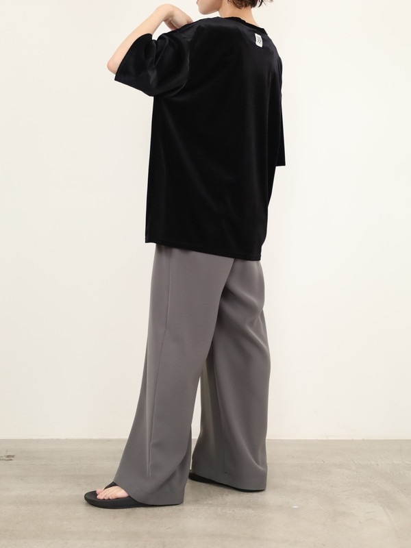 【YENN】ベルベット半袖トップス