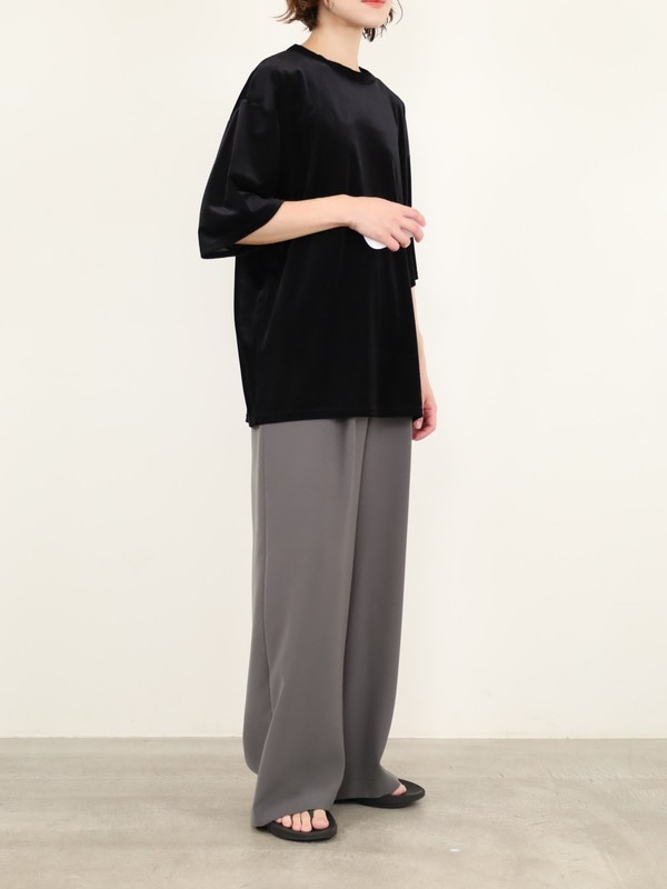 【YENN】ベルベット半袖トップス