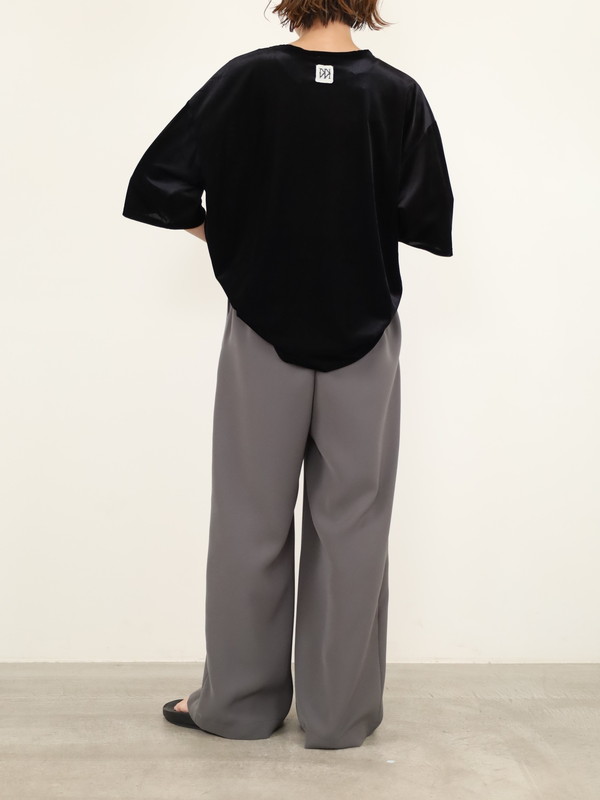 【YENN】ベルベット半袖トップス