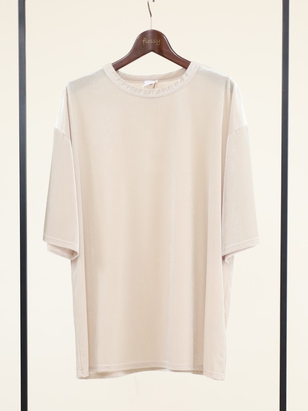 【YENN】ベルベット半袖トップス