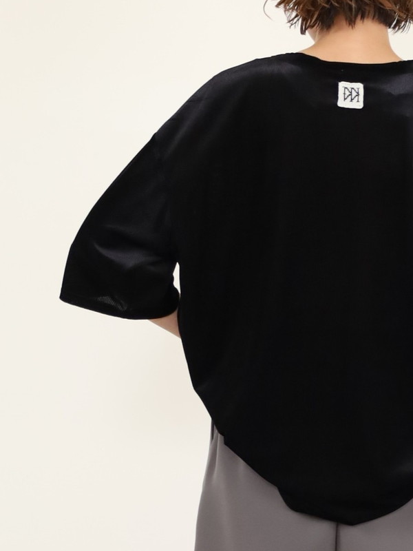 【YENN】ベルベット半袖トップス