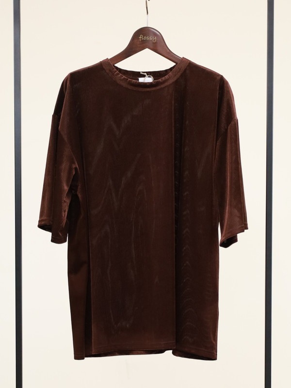 【YENN】ベルベット半袖トップス