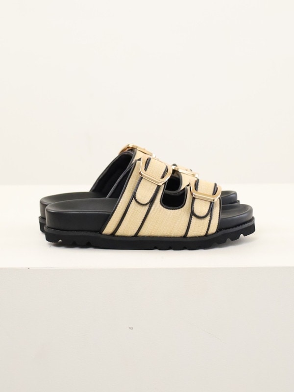 【ATELIER BRUGGE】Wバックルフットベッドサンダル