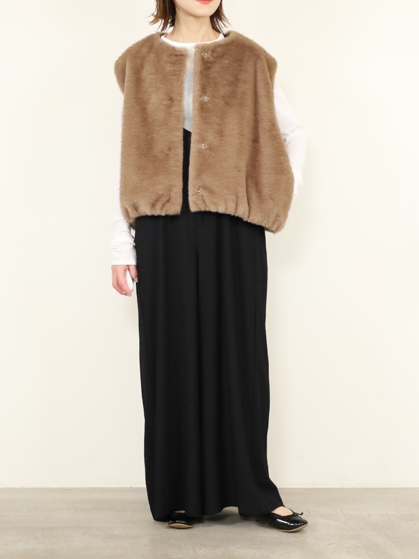 【trois】エコファーショートジレ