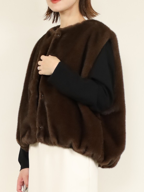 【trois】エコファーショートジレ