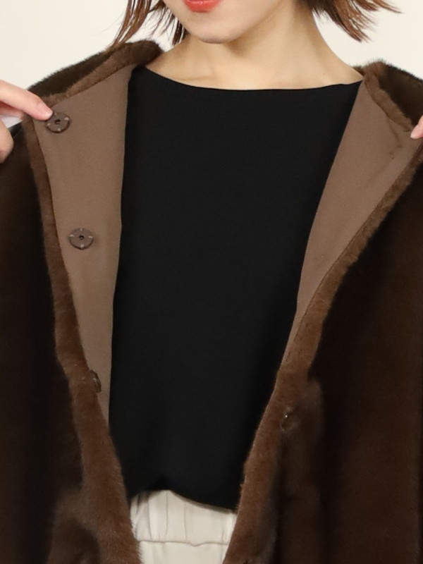 【trois】エコファーショートジレ