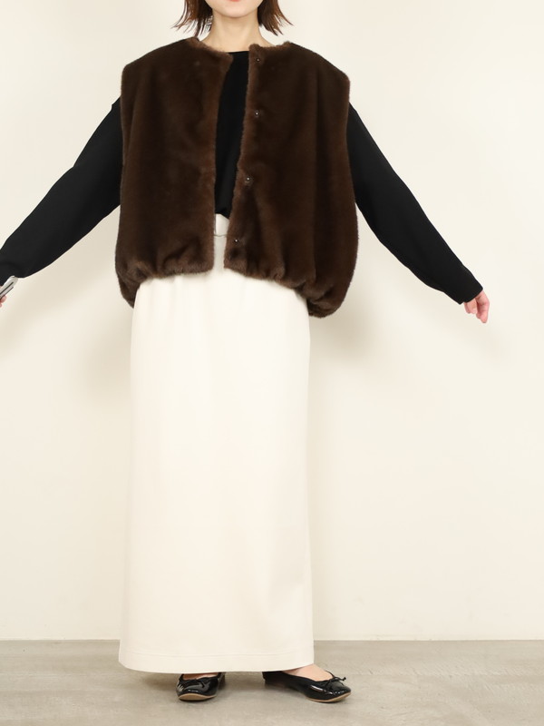 【trois】エコファーショートジレ