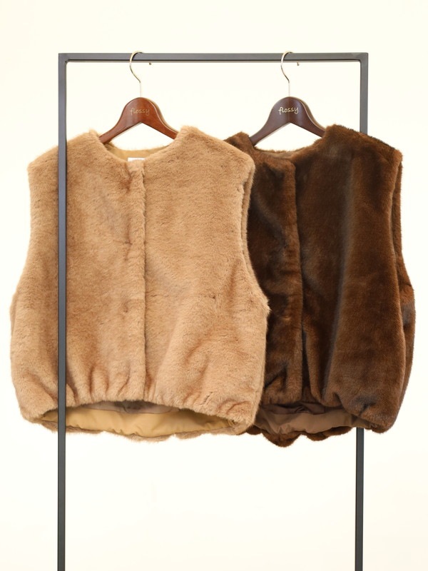 【trois】エコファーショートジレ