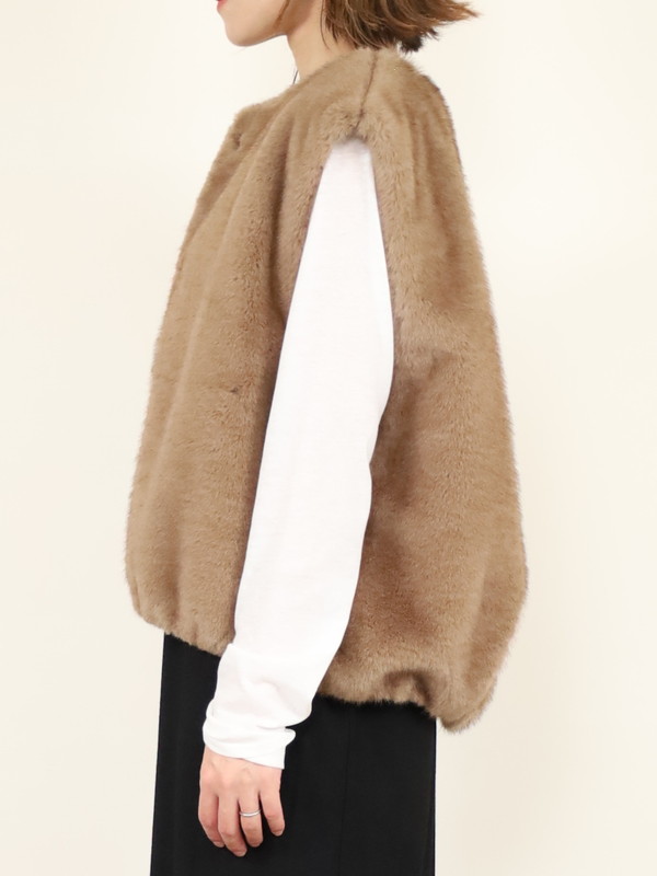 【trois】エコファーショートジレ