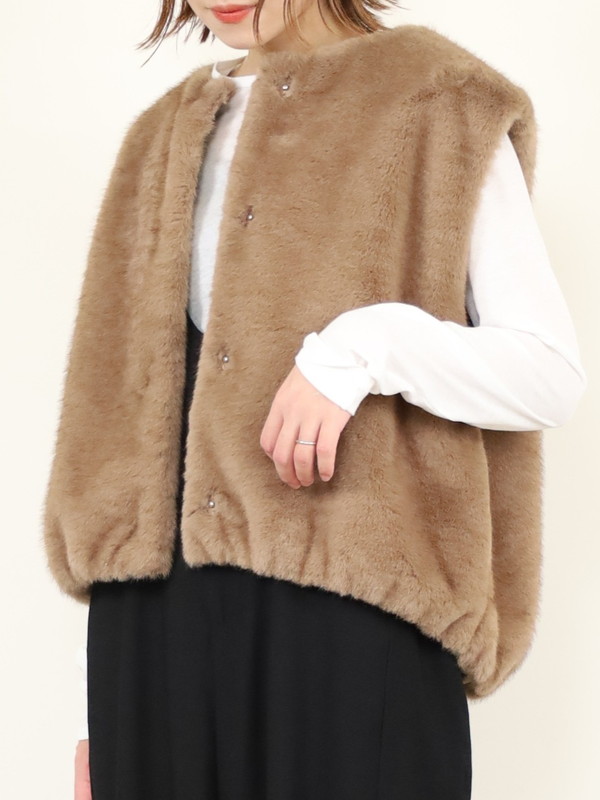 【trois】エコファーショートジレ