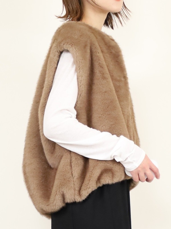 【trois】エコファーショートジレ