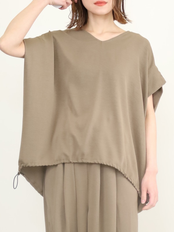 【siro de la bonte】Vネック2wayヘム半袖トップス