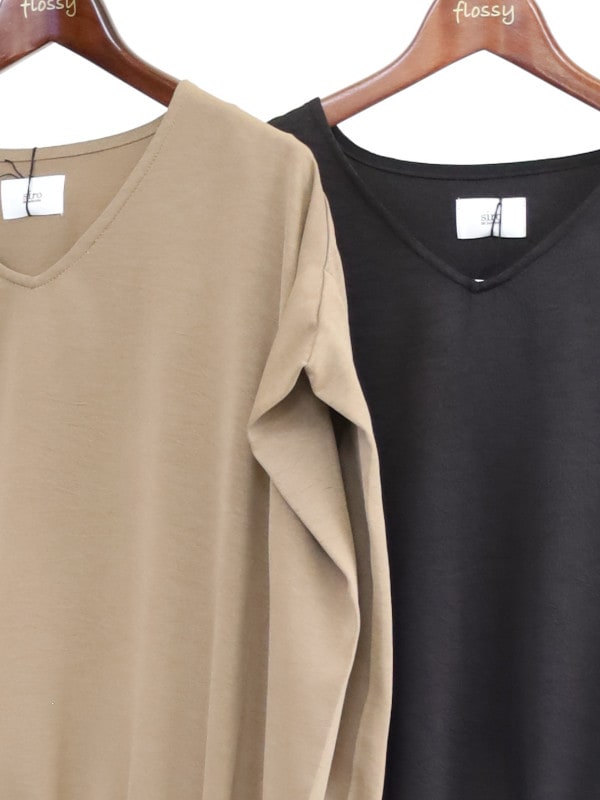 【siro de la bonte】Vネック2wayヘム半袖トップス