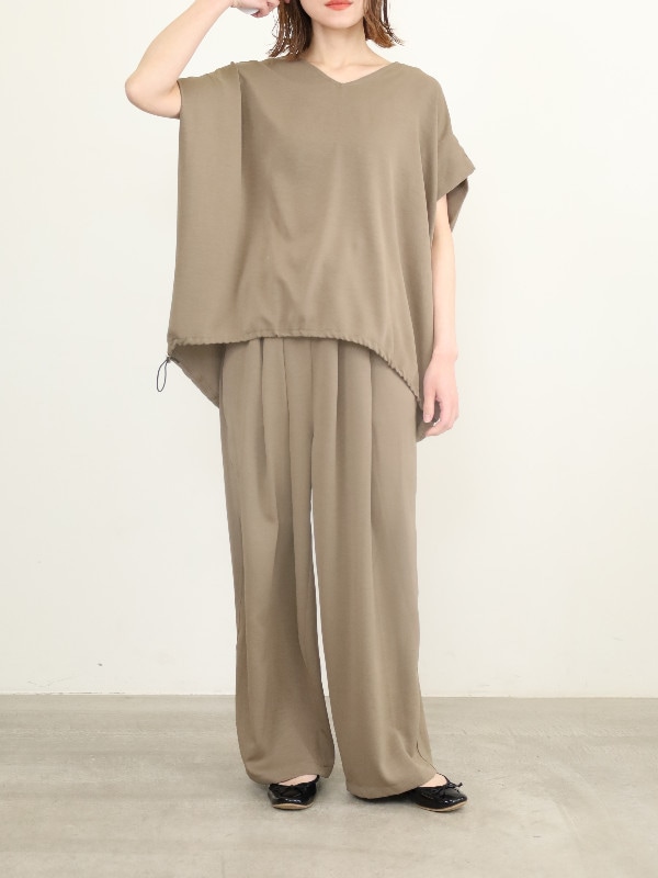 【siro de la bonte】Vネック2wayヘム半袖トップス