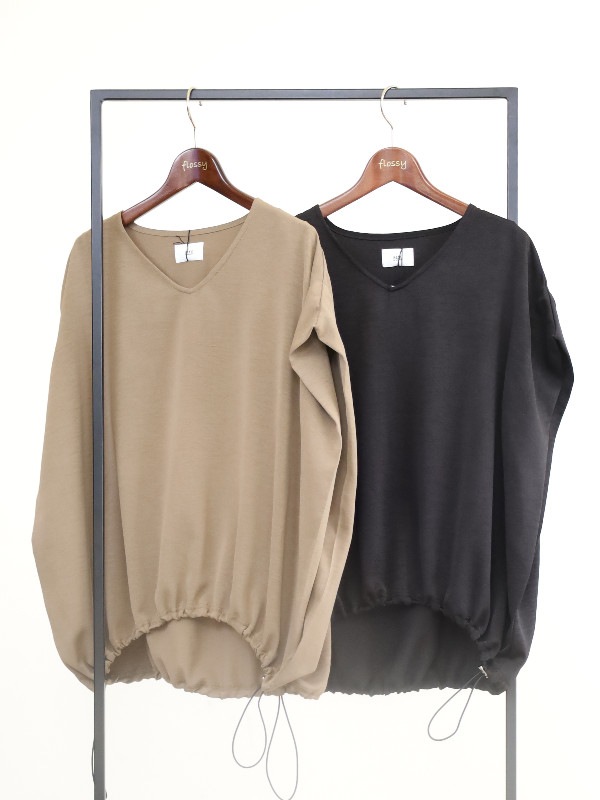 【siro de la bonte】Vネック2wayヘム半袖トップス