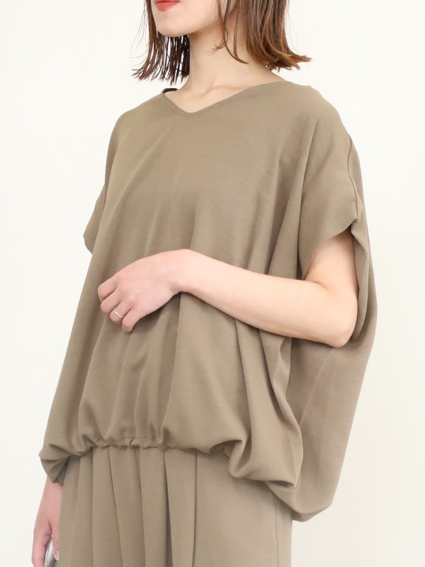 【siro de la bonte】Vネック2wayヘム半袖トップス