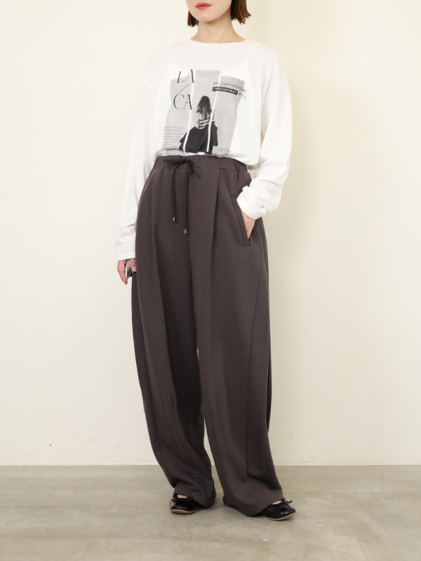 【ayane】軽量裏毛サイドタックパンツ
