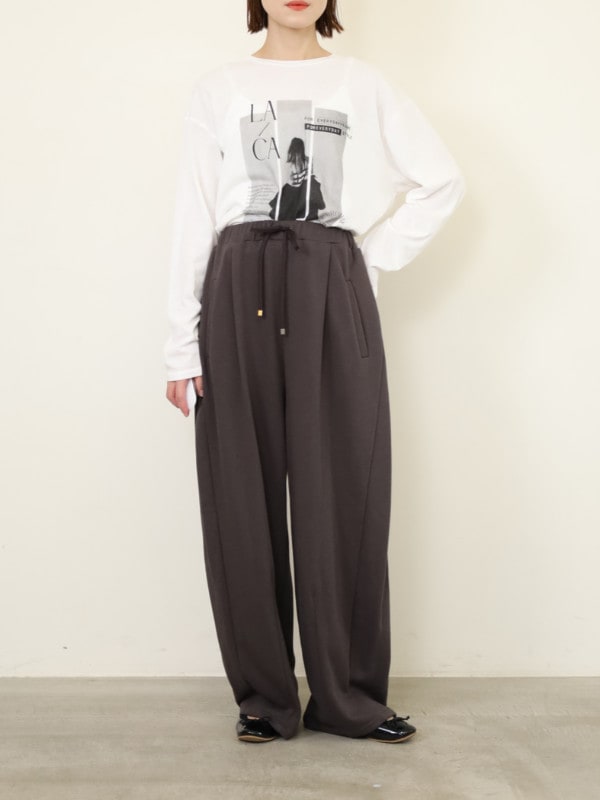 【ayane】軽量裏毛サイドタックパンツ