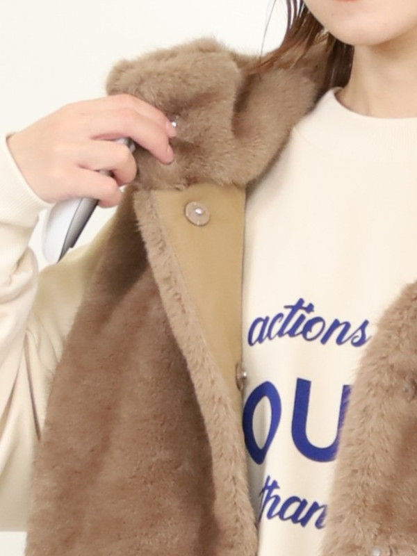 【trois】エコファー後ろタフタフードジレ