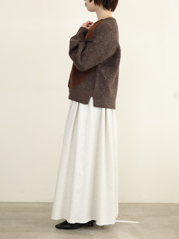 trois】ニット×ボア切替カーディガン
