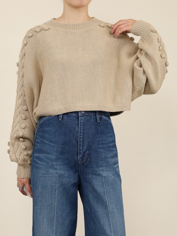 【Emmaculate】ケーブル・ポップコーン短丈ニット