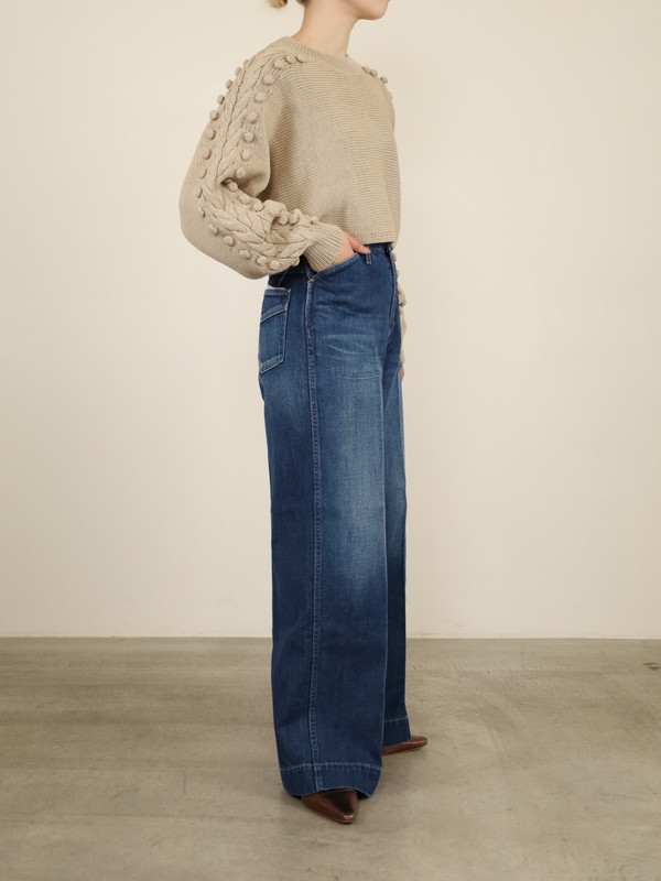 【Emmaculate】ケーブル・ポップコーン短丈ニット