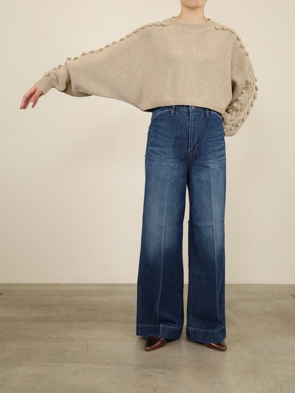 【Emmaculate】ケーブル・ポップコーン短丈ニット