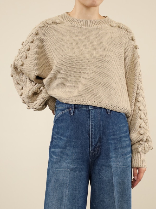 【Emmaculate】ケーブル・ポップコーン短丈ニット