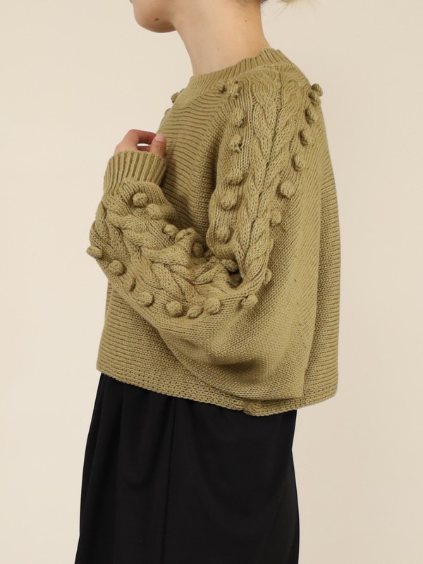 【Emmaculate】ケーブル・ポップコーン短丈ニット