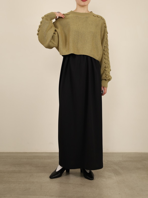 【Emmaculate】ケーブル・ポップコーン短丈ニット