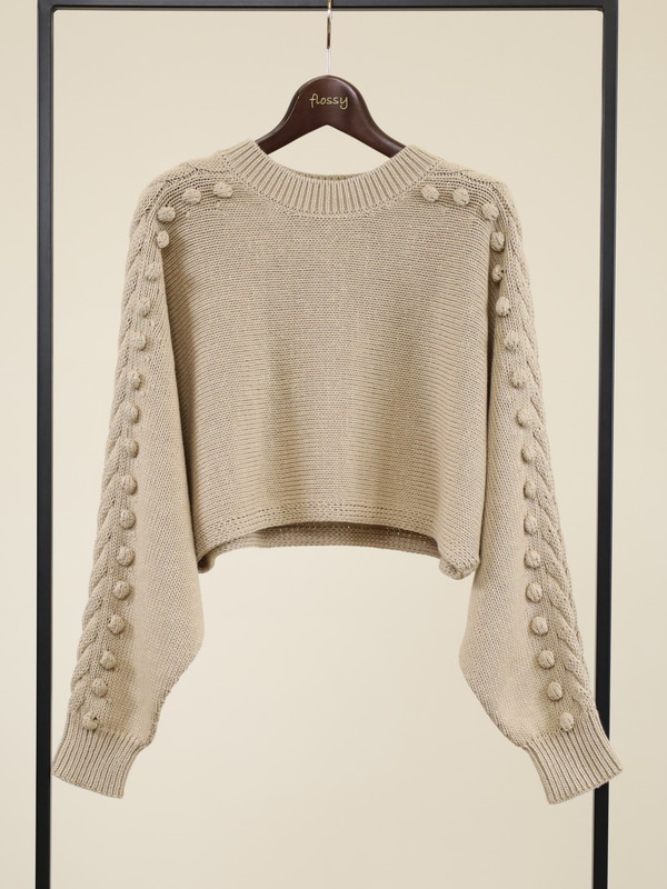 【Emmaculate】ケーブル・ポップコーン短丈ニット