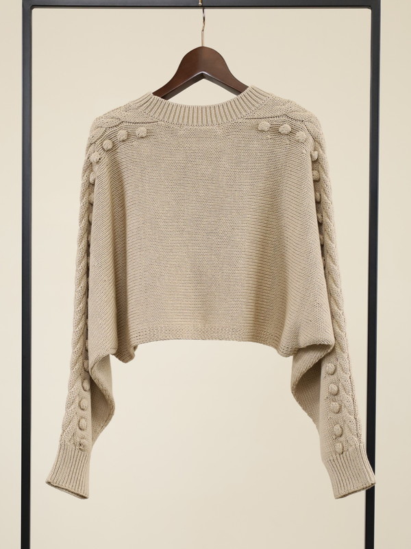 【Emmaculate】ケーブル・ポップコーン短丈ニット