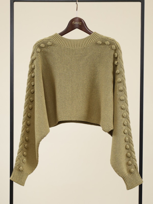 【Emmaculate】ケーブル・ポップコーン短丈ニット