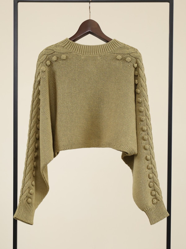 【Emmaculate】ケーブル・ポップコーン短丈ニット