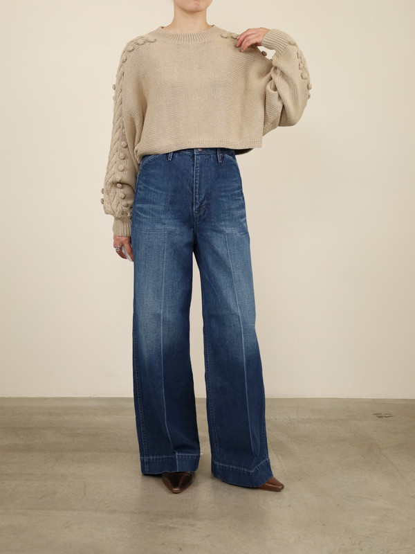 【Emmaculate】ケーブル・ポップコーン短丈ニット