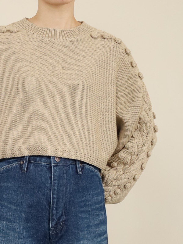 【Emmaculate】ケーブル・ポップコーン短丈ニット