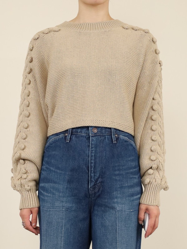 【Emmaculate】ケーブル・ポップコーン短丈ニット